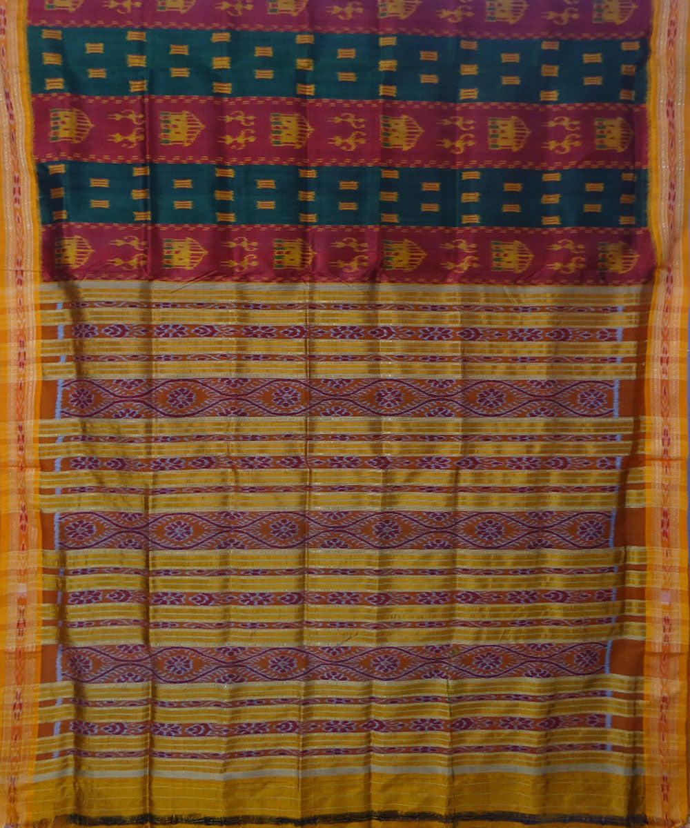 Multicolour handwoven silk khandua saree