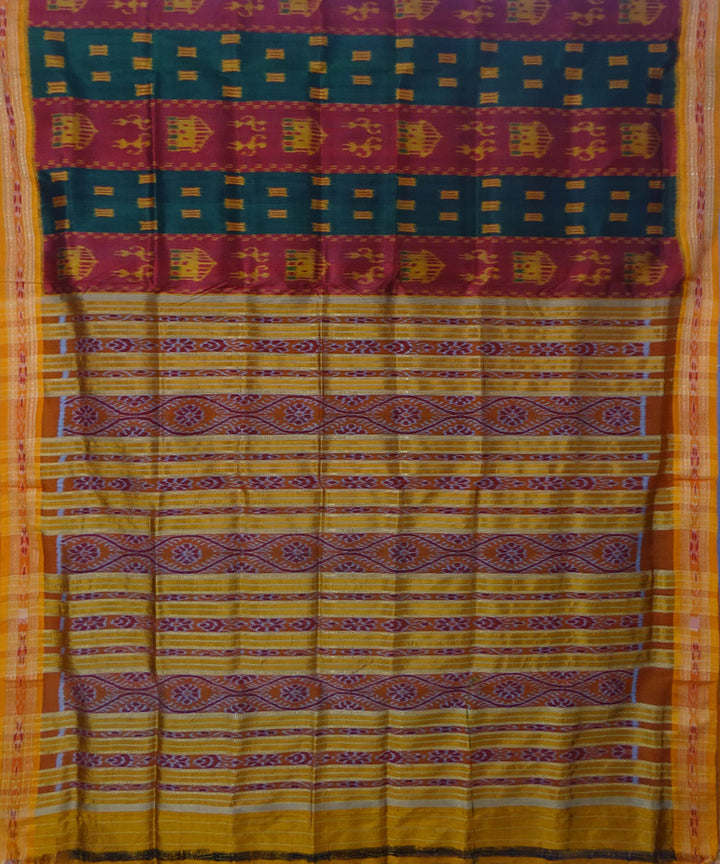 Multicolour handwoven silk khandua saree