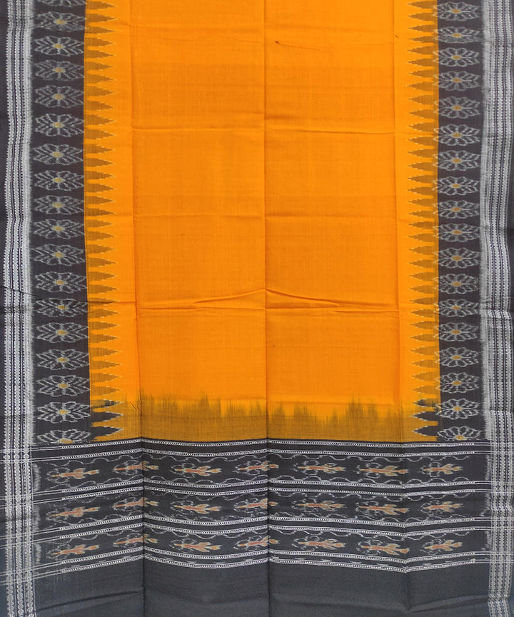 Yellow black handwoven cotton sambalpuri dupatta