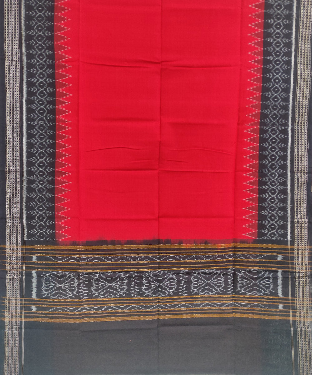 Red and black handloom cotton sambalpuri dupatta