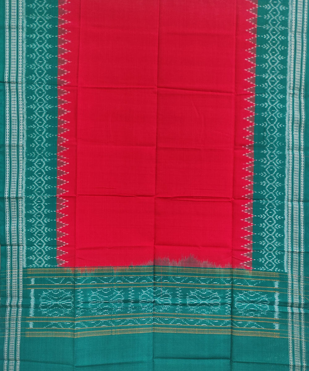 Red green handwoven cotton sambalpuri dupatta