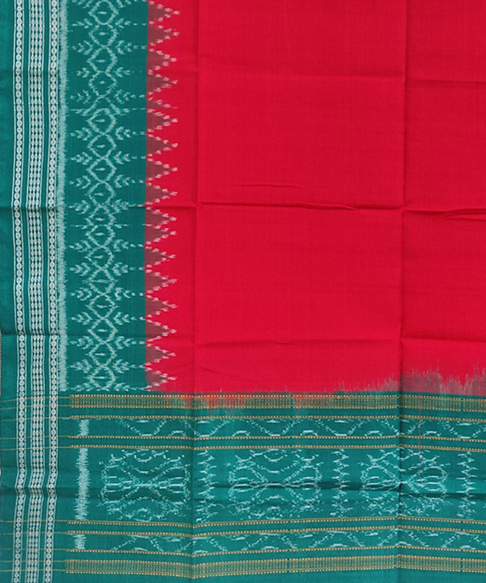 Red green handwoven cotton sambalpuri dupatta