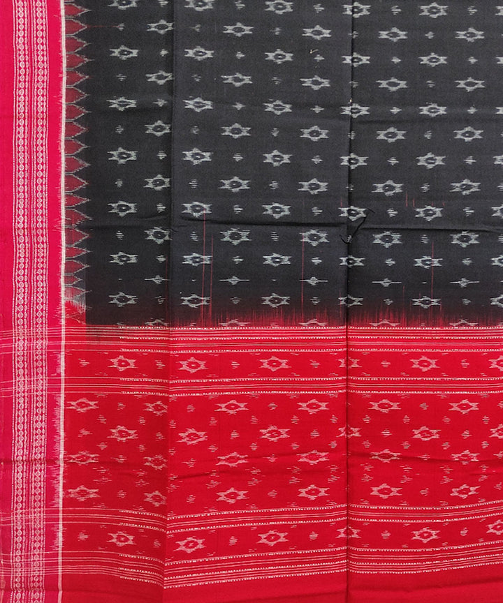 Black red handwoven cotton sambalpuri dupatta