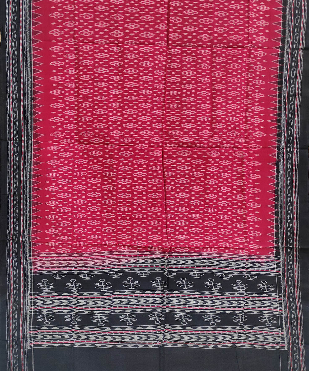 Maroon black handwoven cotton sambalpuri dupatta