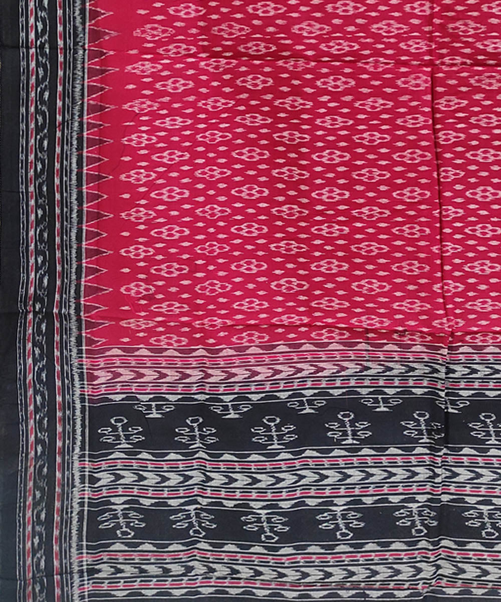 Maroon black handwoven cotton sambalpuri dupatta