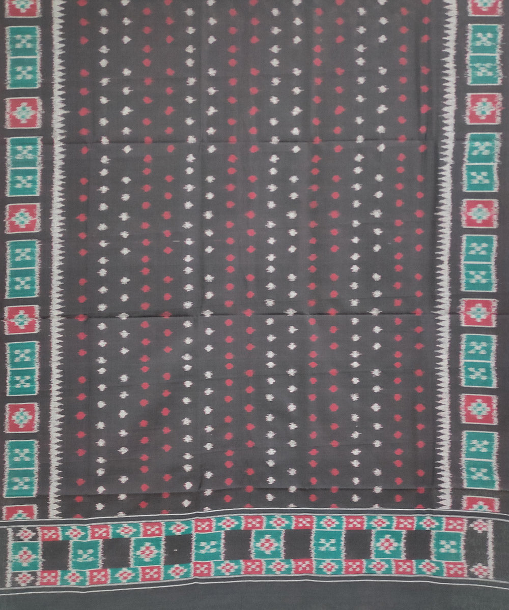 Black handwoven cotton sambalpuri ikat dupatta