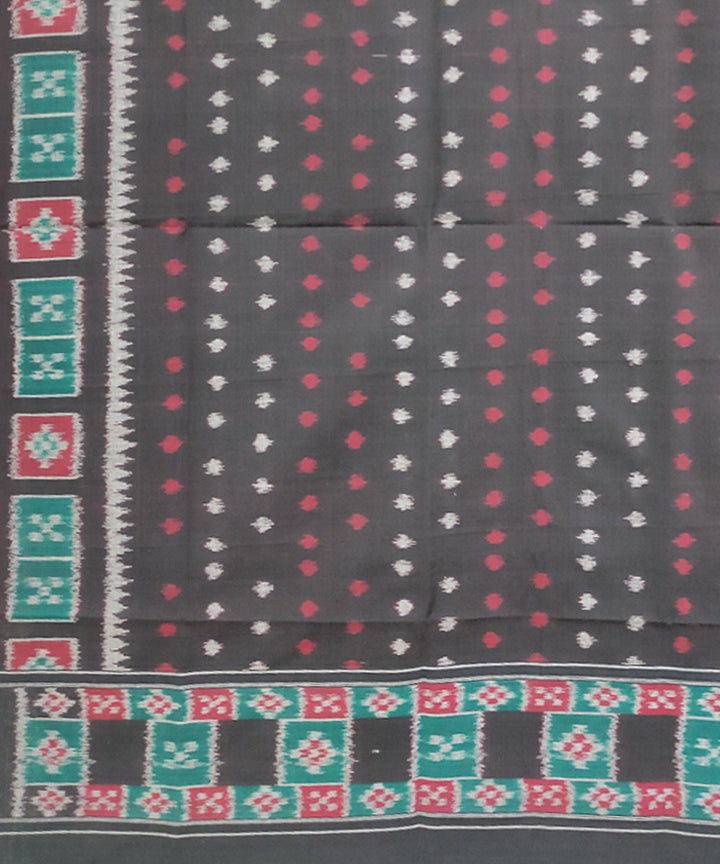 Black handwoven cotton sambalpuri ikat dupatta