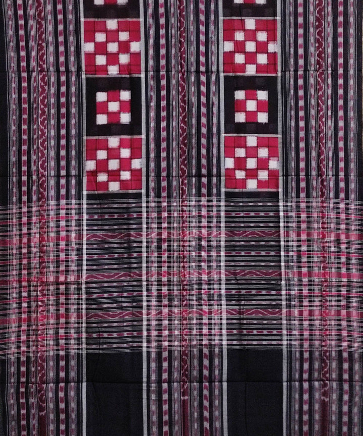 Maroon black handloom cotton sambalpuri dupatta