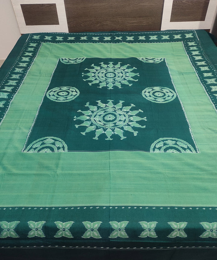 Dark and sea green handloom sambalpuri cotton bedsheet