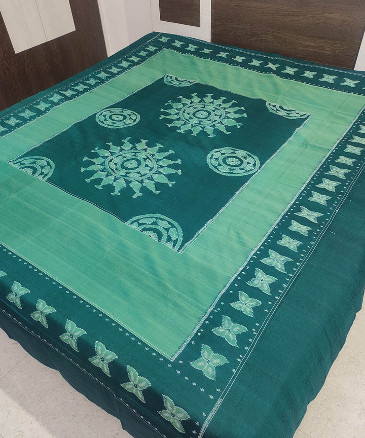 Dark and sea green handloom sambalpuri cotton bedsheet