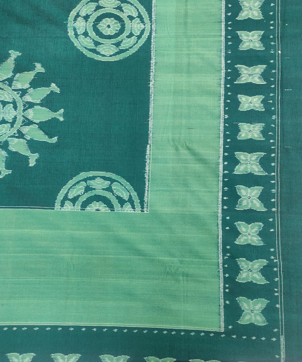 Dark and sea green handloom sambalpuri cotton bedsheet