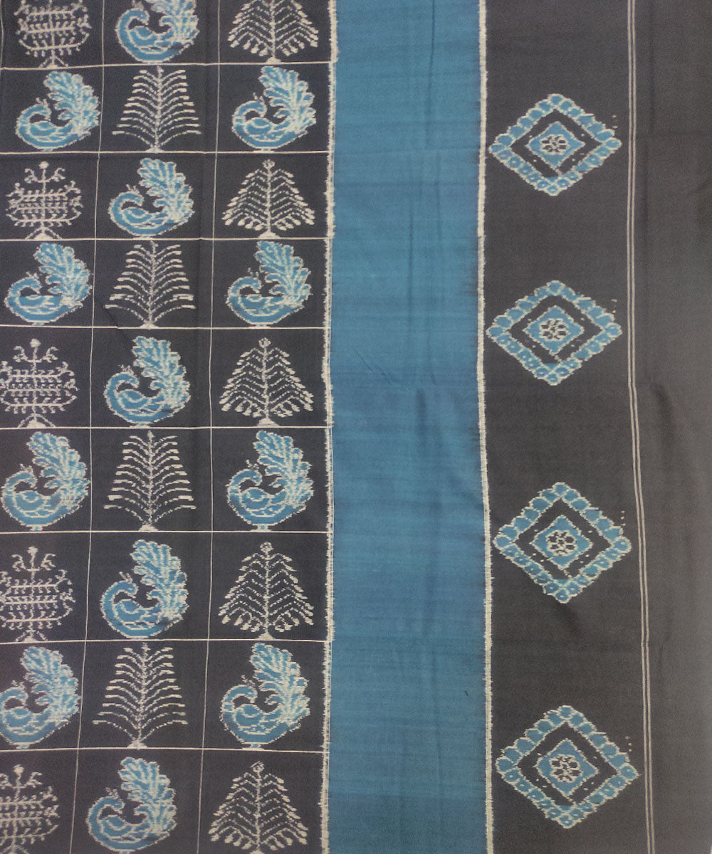 Black blue handloom sambalpuri cotton bedsheet