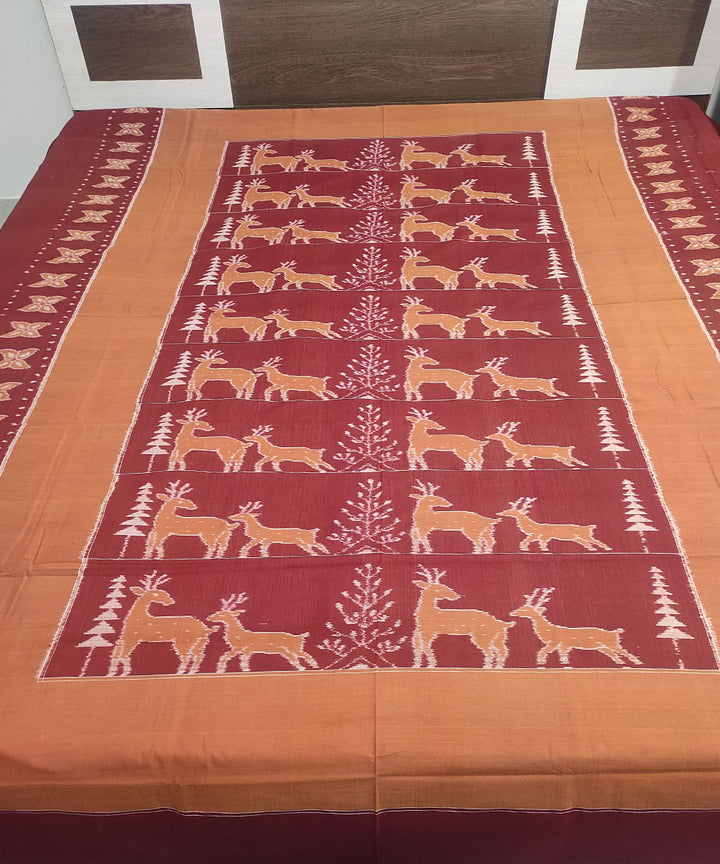 Maroon brown handloom sambalpuri cotton bedsheet