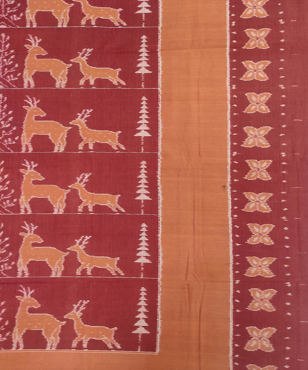 Maroon brown handloom sambalpuri cotton bedsheet