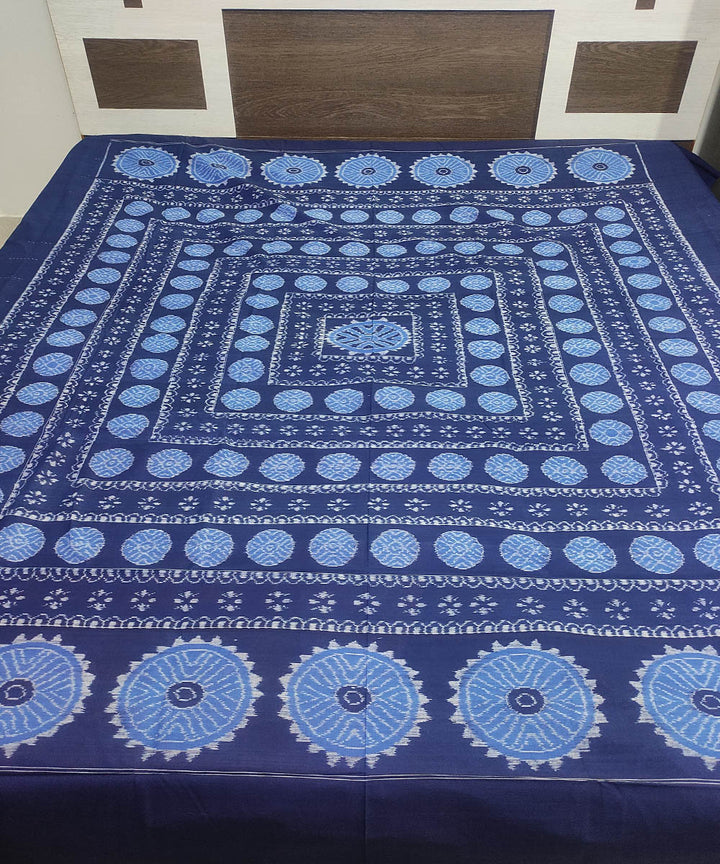 Navy blue handloom sambalpuri cotton bedsheet