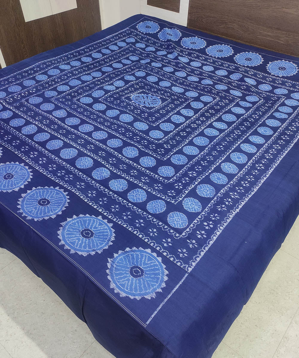 Navy blue handloom sambalpuri cotton bedsheet