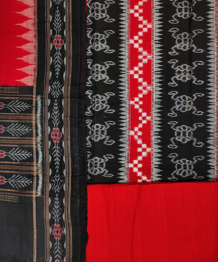 3 pc Black red handwoven cotton sambalpuri dress material