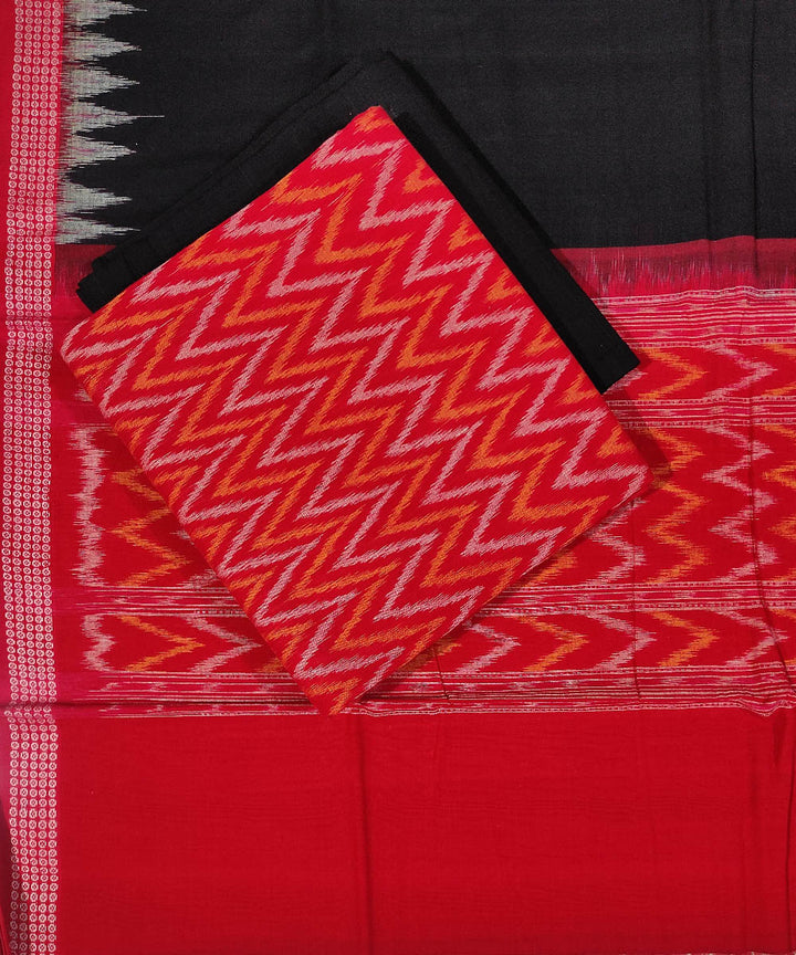 3pc Red black handwoven cotton sambalpuri dress material