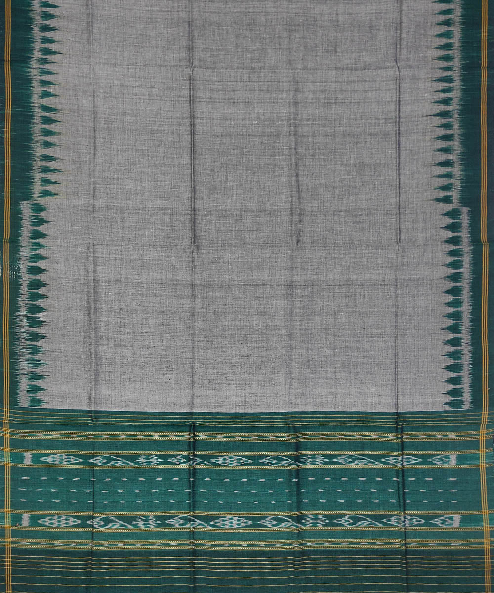 Dark green grey handwoven cotton sambalpuri ikat dress material