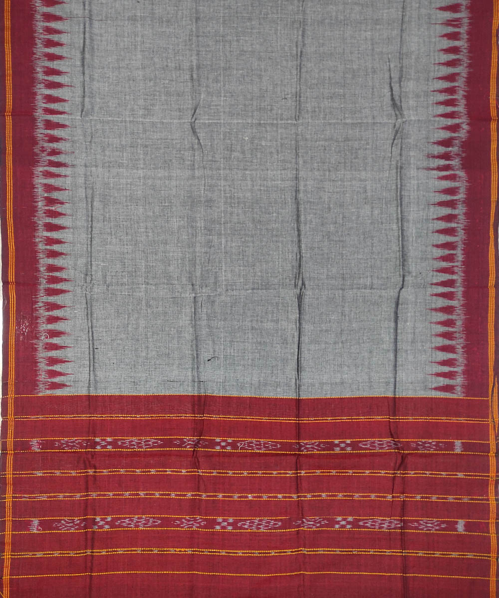 Red grey handwoven cotton sambalpuri ikat dress material