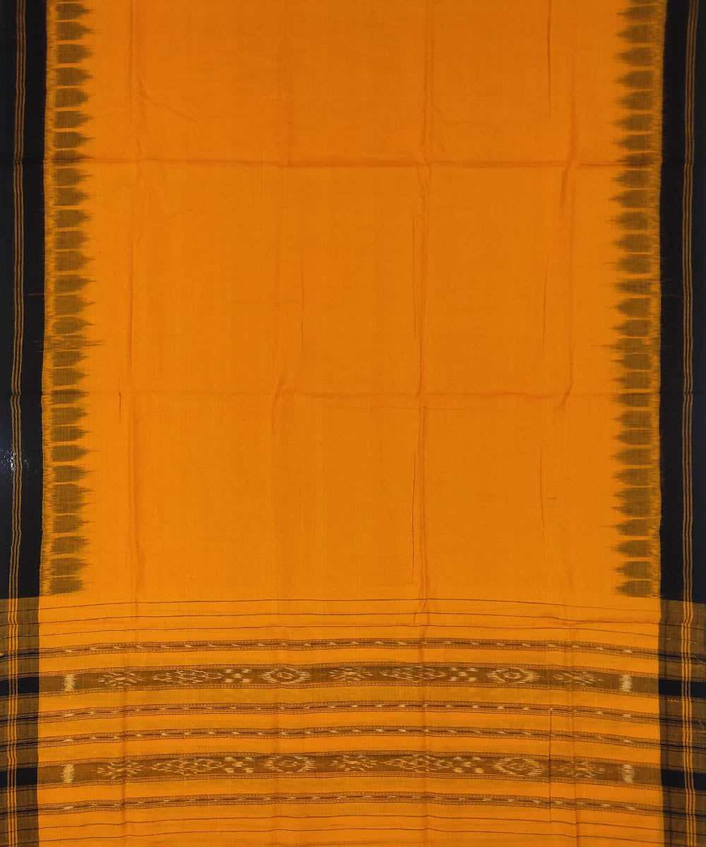 Yellow black handwoven sambalpuri ikat cotton dress material