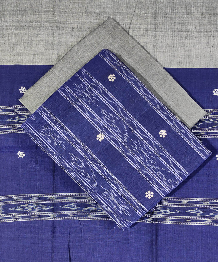 3pc Navy blue grey handwoven sambalpuri ikat cotton dress material