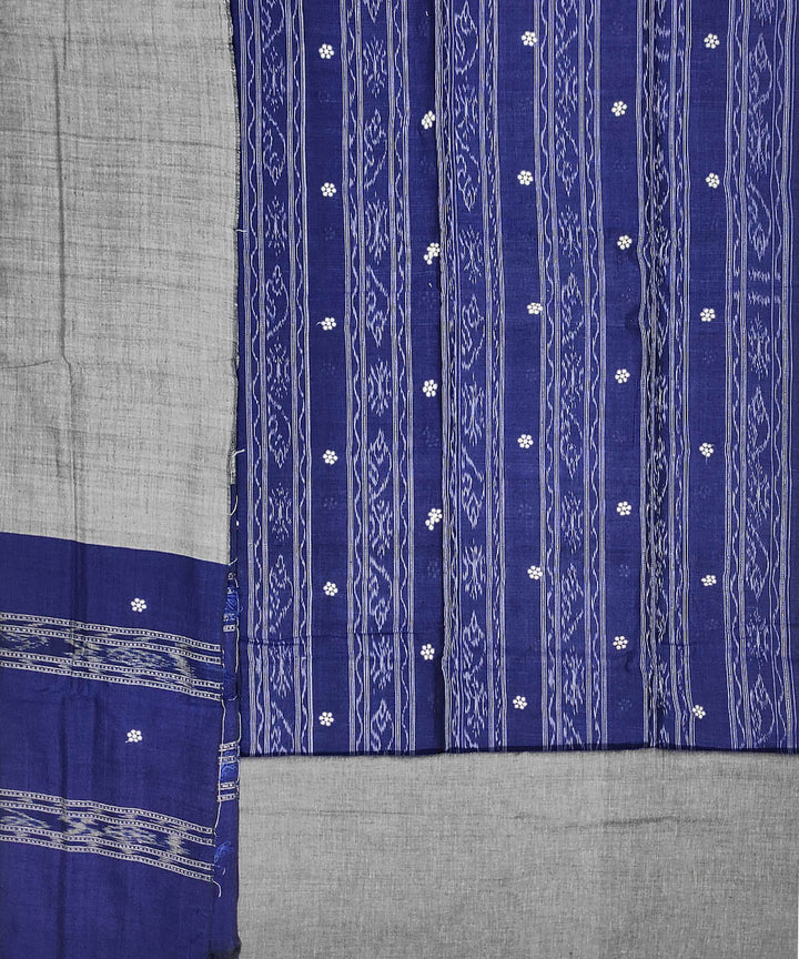 3pc Navy blue grey handwoven sambalpuri ikat cotton dress material