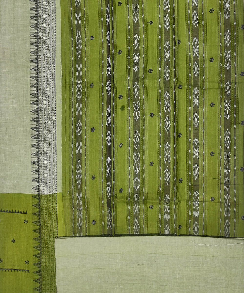 3pc Light green grey handwoven cotton sambalpuri ikat dress material