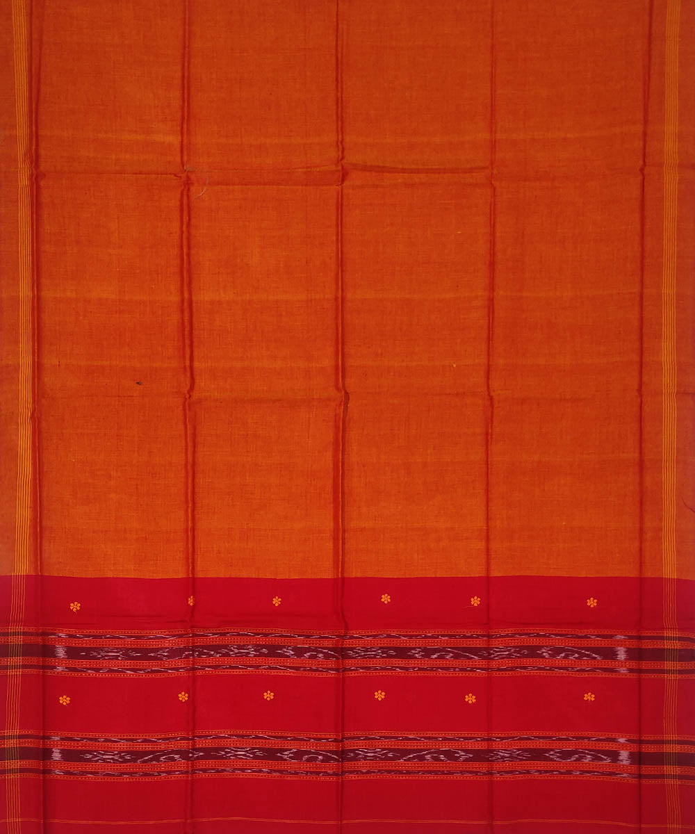 3pc Red orange handwoven cotton sambalpuri ikat dress material