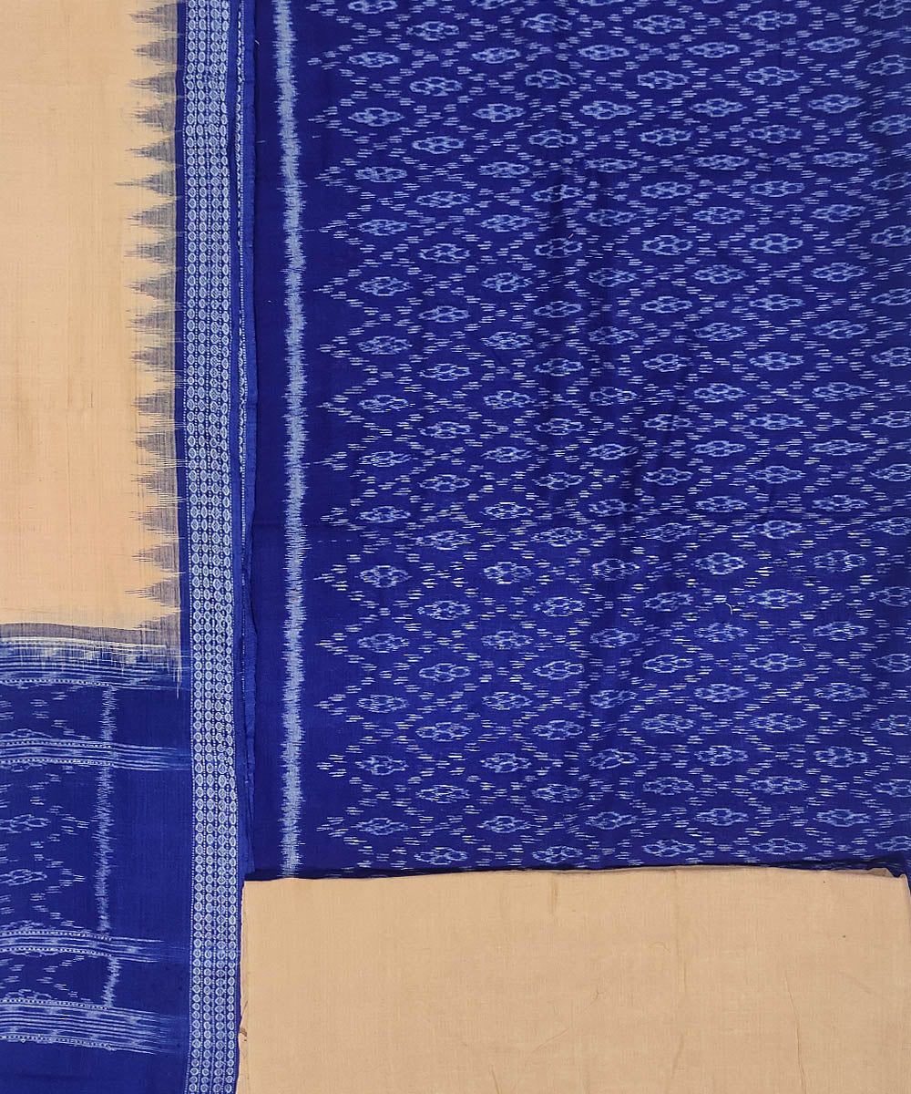 3pc Blue beige handwoven sambalpuri ikat cotton dress material