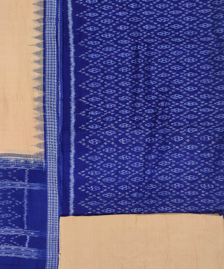 3pc Blue beige handwoven sambalpuri ikat cotton dress material