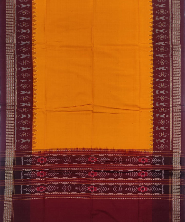 3pc Maroon yellow handloom cotton sambalpuri ikat dress material set