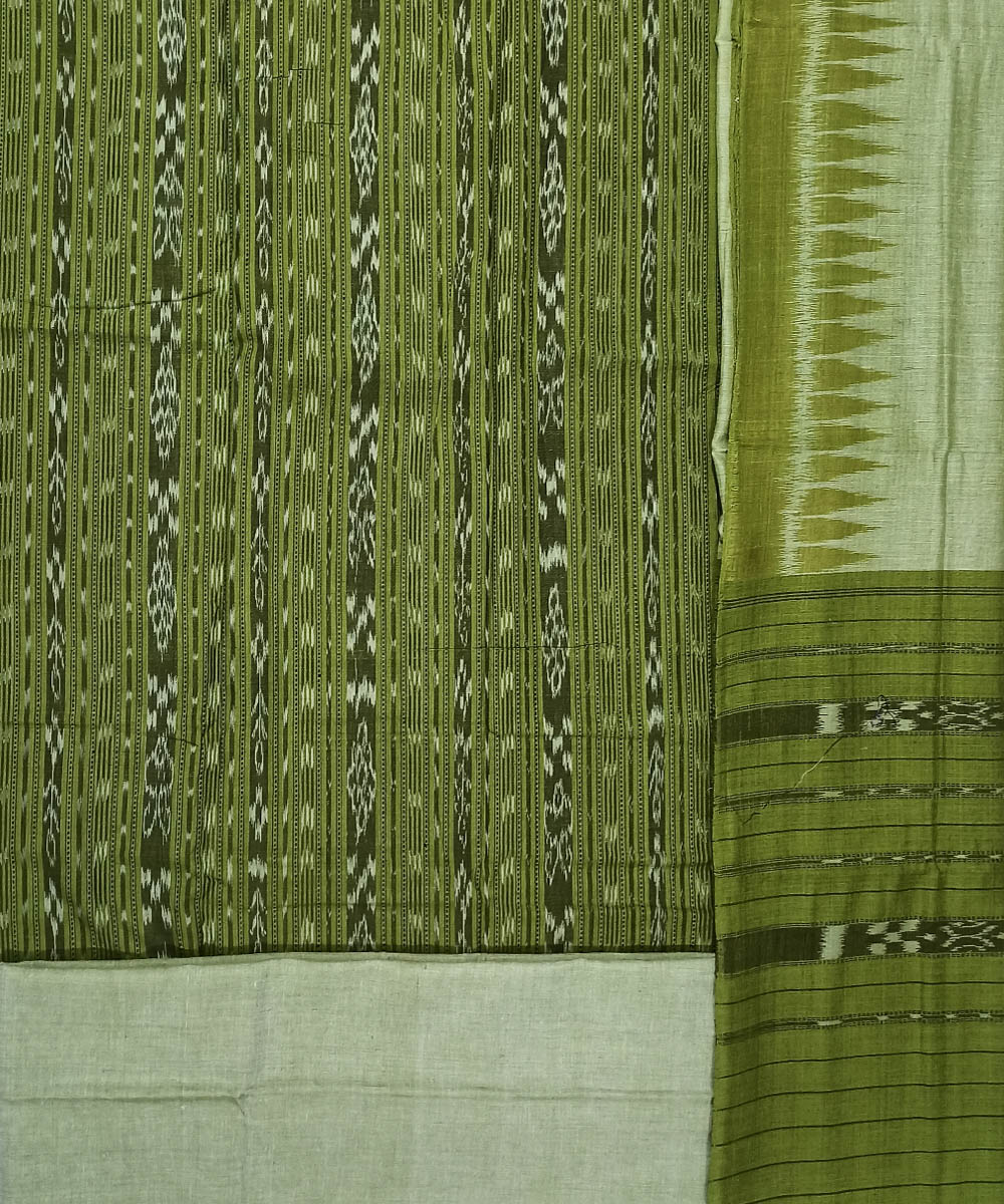 3pc Green grey handwoven nuapatna cotton dress material