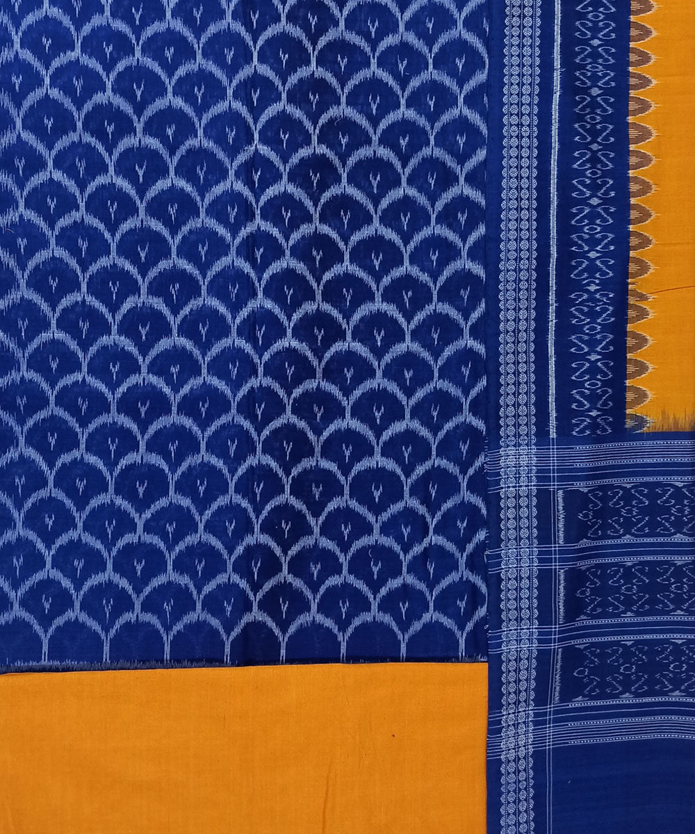 3pc Navy blue yellow handwoven sambalpuri cotton dress material GoSwadeshi 3pc Navy blue yellow handwoven sambalpuri cotton dress material GoSwadeshi