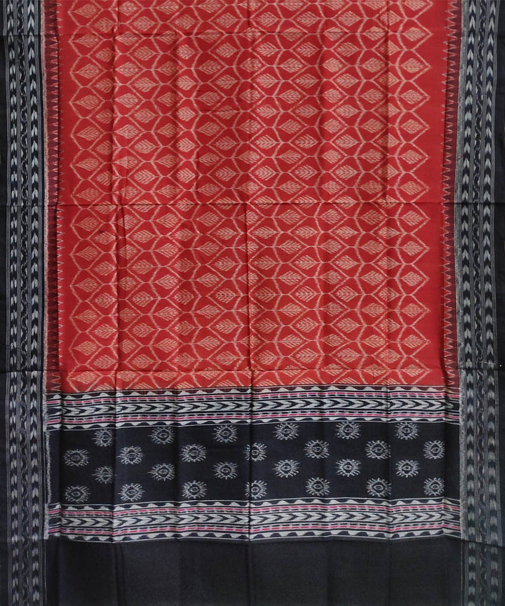 Black rust handwoven cotton sambalpuri ikat dupatta