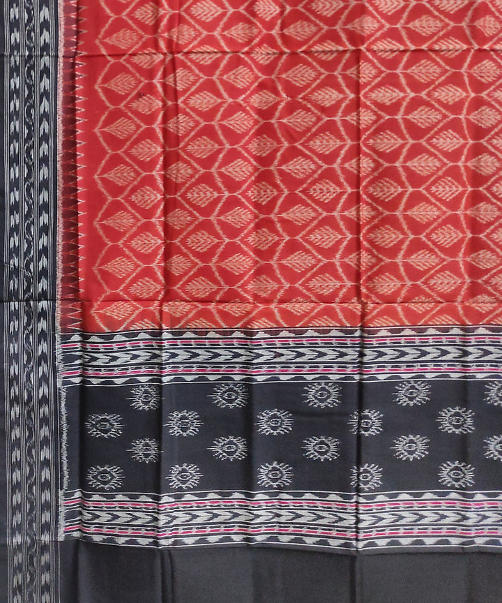 Black rust handwoven cotton sambalpuri ikat dupatta