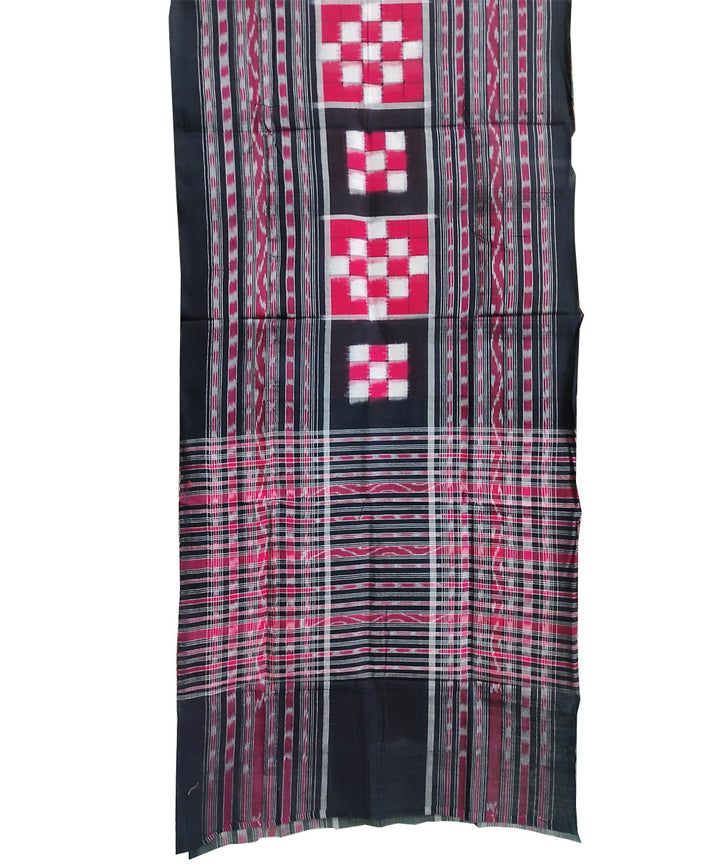 Black red handwoven cotton sambalpuri ikat stole