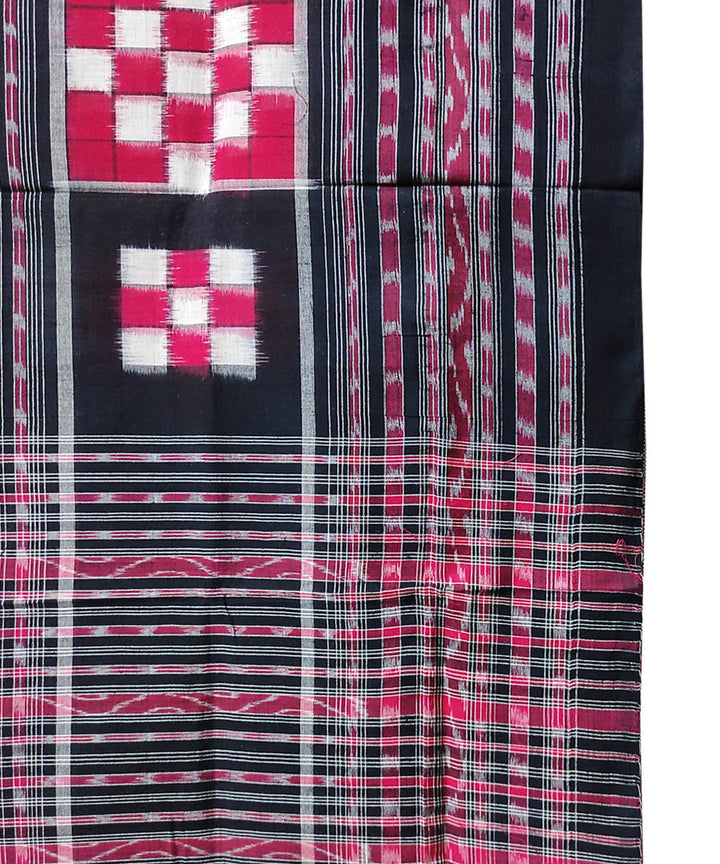 Black red handwoven cotton sambalpuri ikat stole