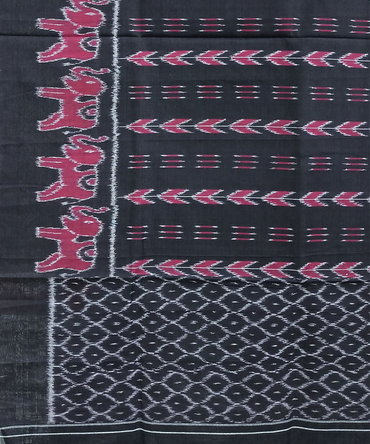 Black red handwoven cotton sambalpuri dupatta