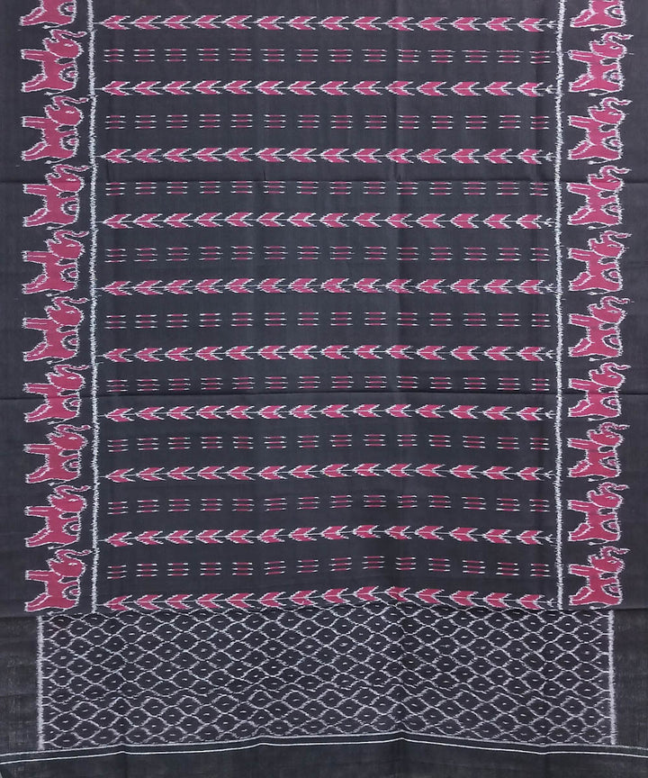 Black red handwoven cotton sambalpuri dupatta