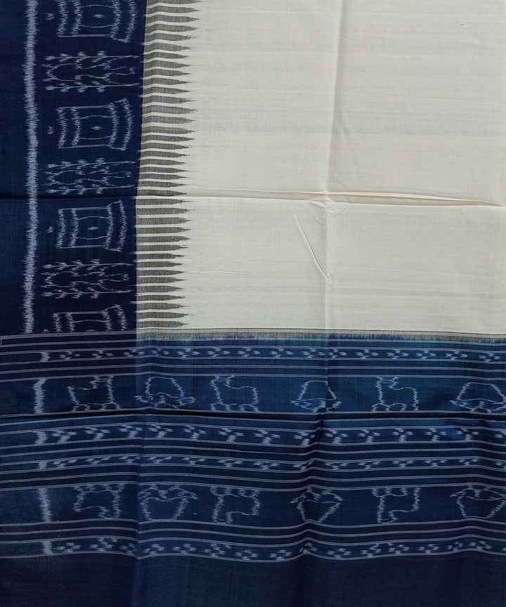 White indigo handwoven cotton sambalpuri dupatta