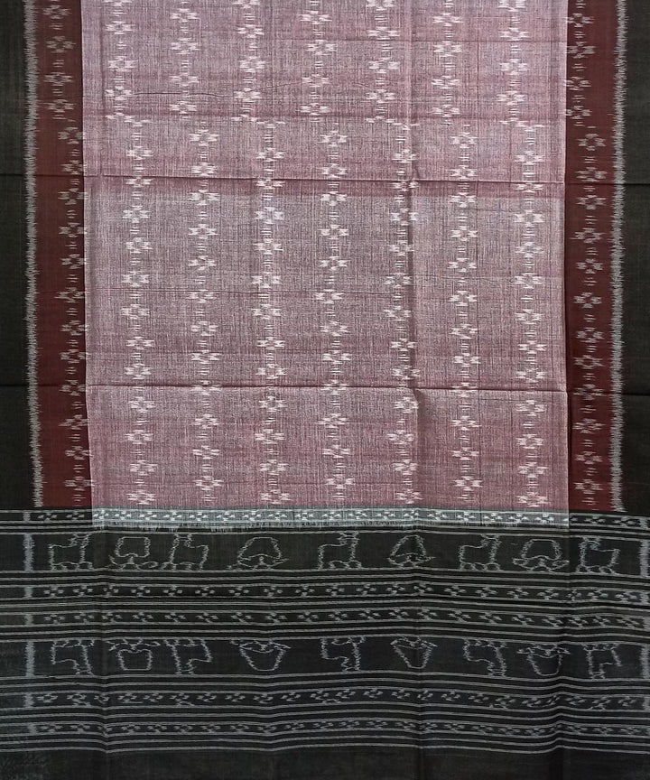 Light pink black handwoven cotton sambalpuri dupatta