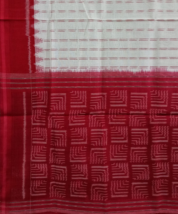 White red handwoven cotton sambalpuri dupatta