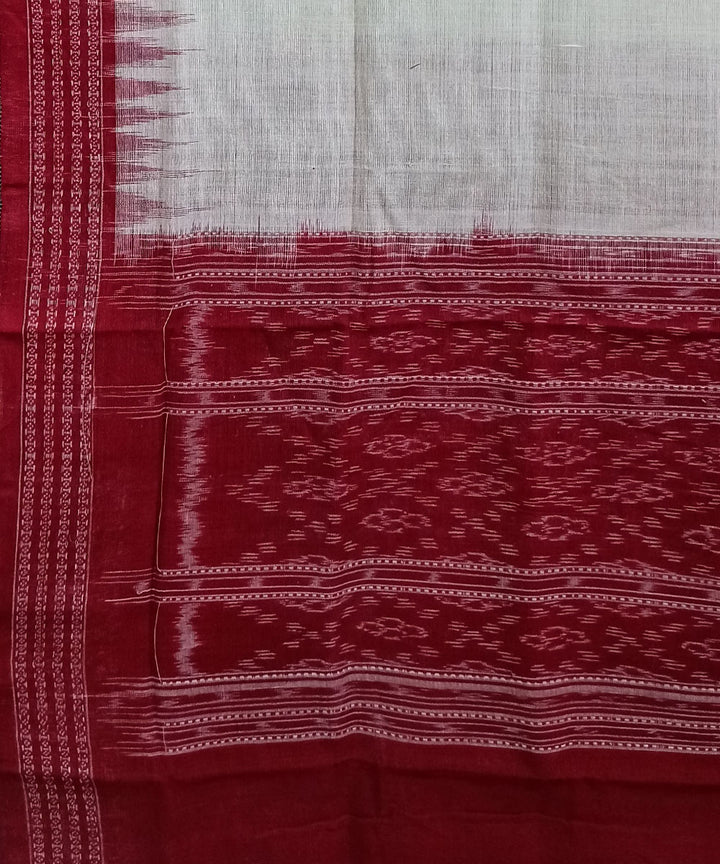 White red handwoven cotton sambalpuri dupatta