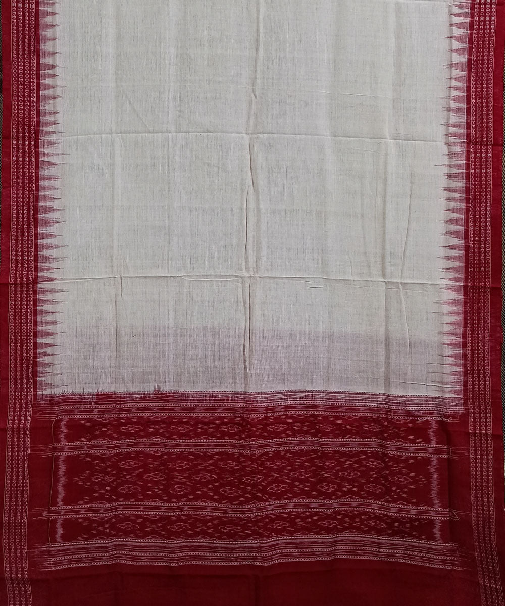 White red handwoven cotton sambalpuri dupatta