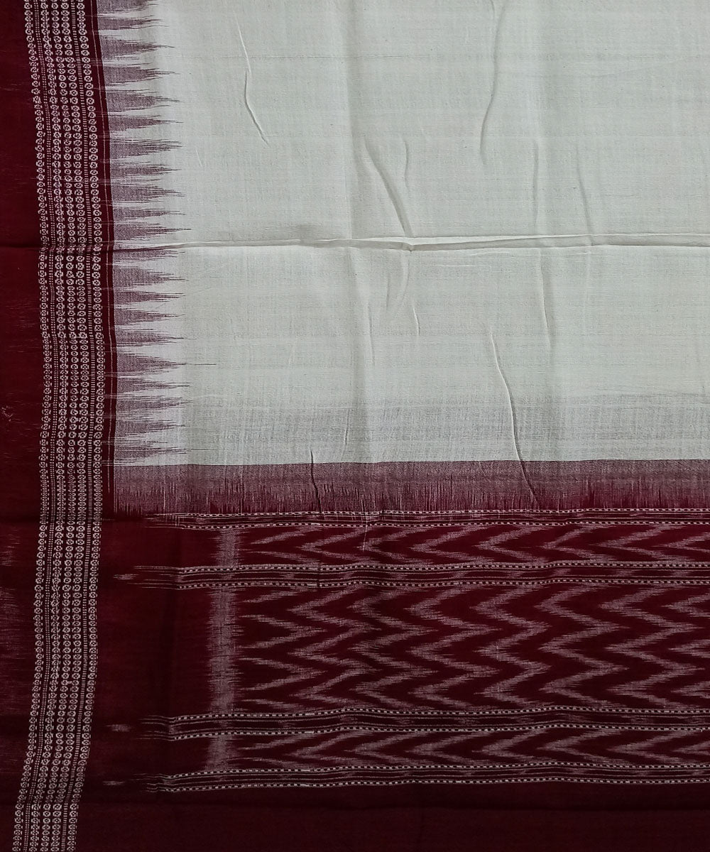 White maroon handwoven cotton sambalpuri dupatta