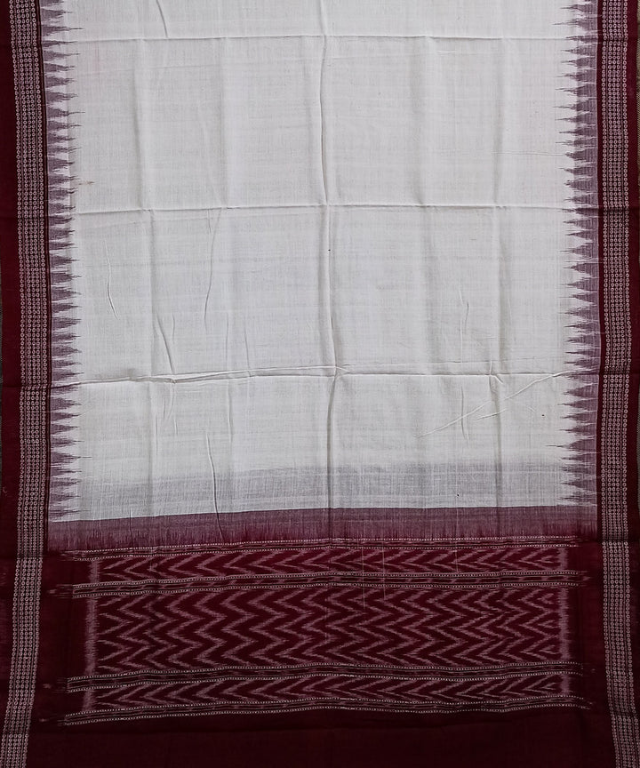 White maroon handwoven cotton sambalpuri dupatta