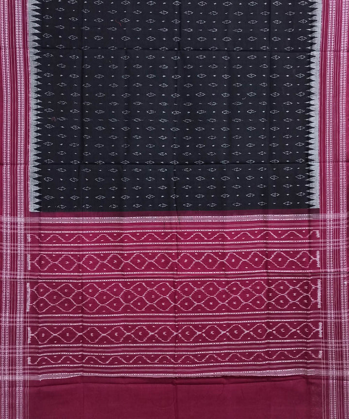 Black maroon handwoven cotton sambalpuri dupatta