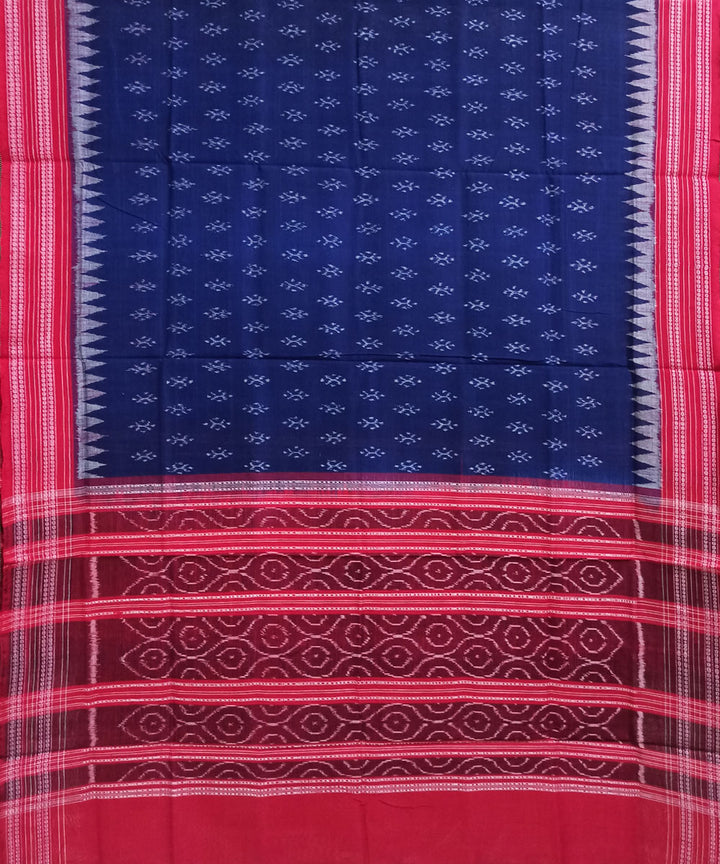 Navy blue red handwoven cotton sambalpuri dupatta