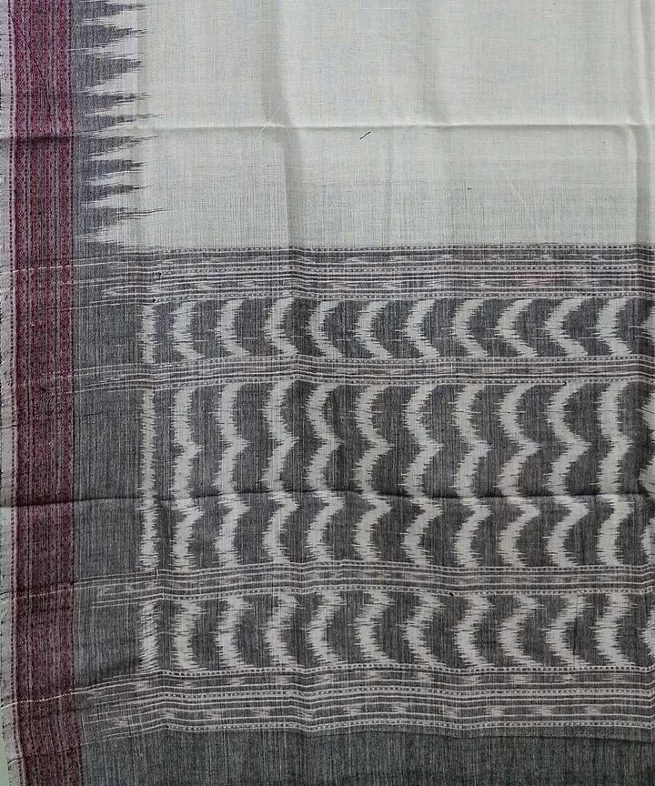 White grey handwoven cotton sambalpuri dupatta